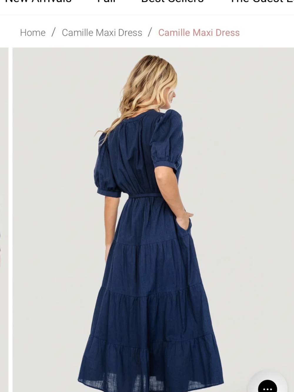 Baltic Born Navy Button-Front Tiered Maxi Dress with Puff Sleeves - Picture 2 of 4